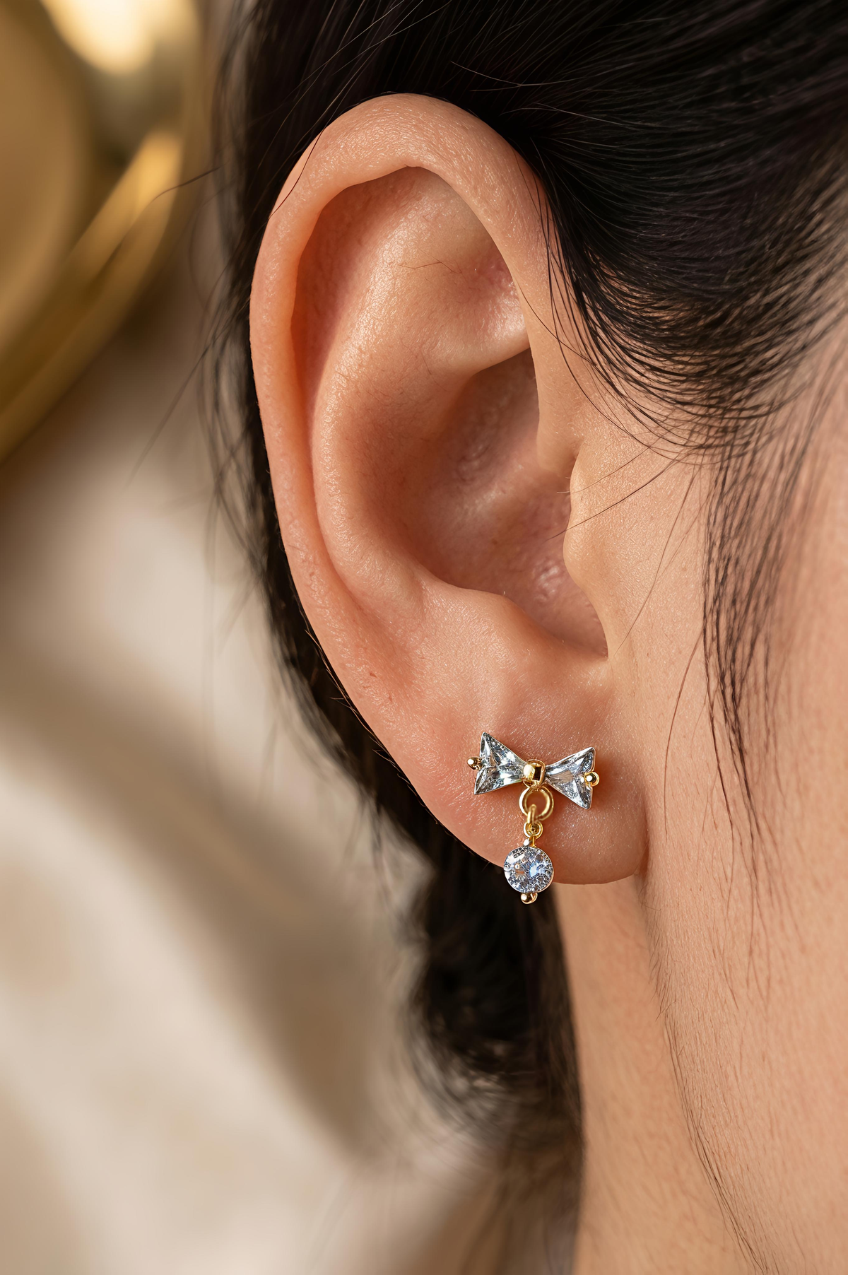 Mini Dewdrop Bow Screw Back Studs