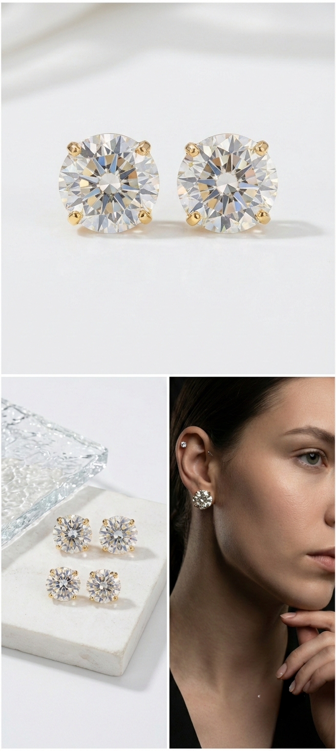 7mm Ansh Earrings Medium Size (Stainless Steel 316L Cubic Zirconia Diamond Unisex Earrings)