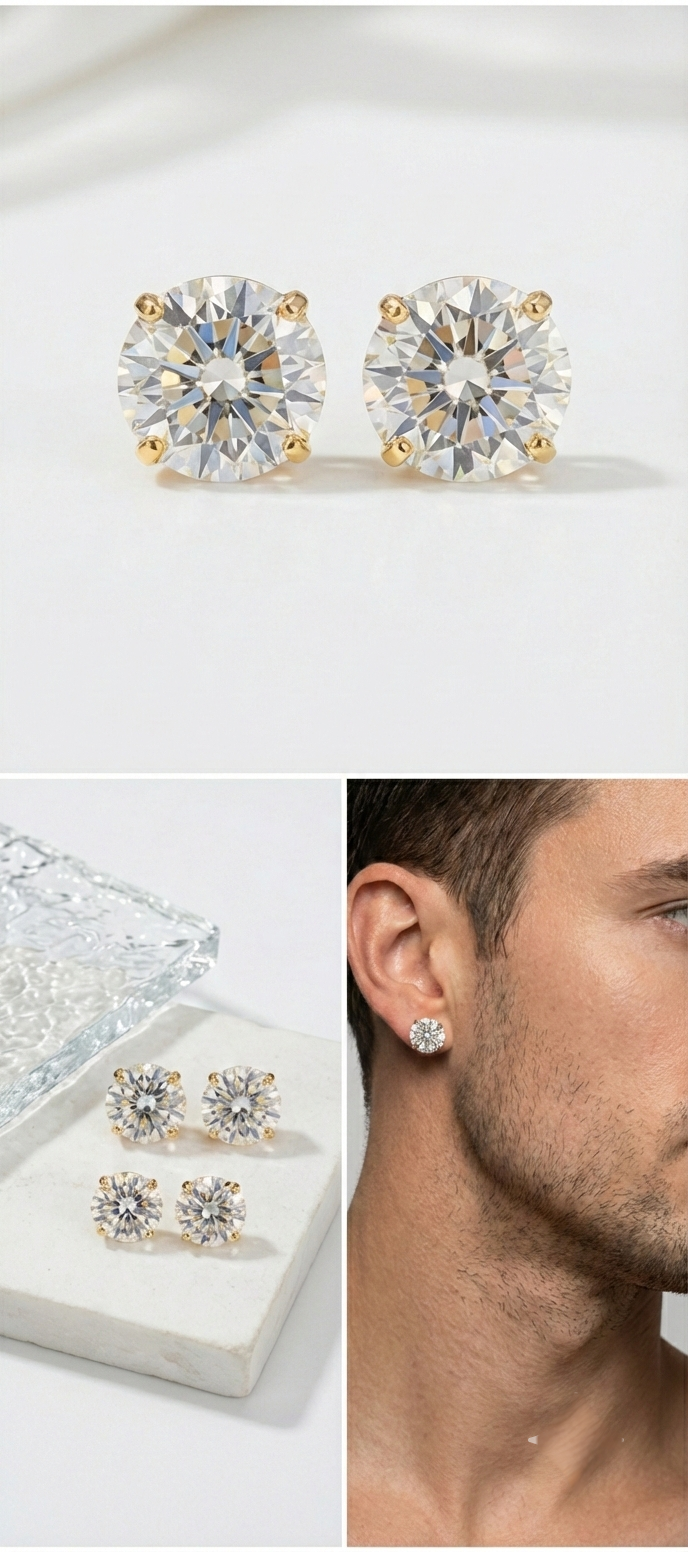 7mm Ansh Earrings Medium Size (Stainless Steel 316L Cubic Zirconia Diamond Unisex Earrings)