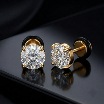 9mm Naksh Earrings Big Size (Stainless Steel 316L Cubic Zirconia Diamond Unisex Earrings)