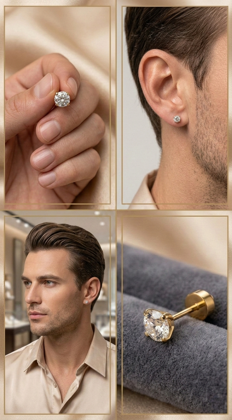 7mm Ansh Earrings Medium Size (Stainless Steel 316L Cubic Zirconia Diamond Unisex Earrings)
