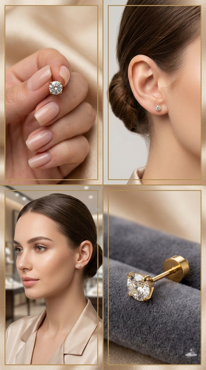 7mm Ansh Earrings Medium Size (Stainless Steel 316L Cubic Zirconia Diamond Unisex Earrings)
