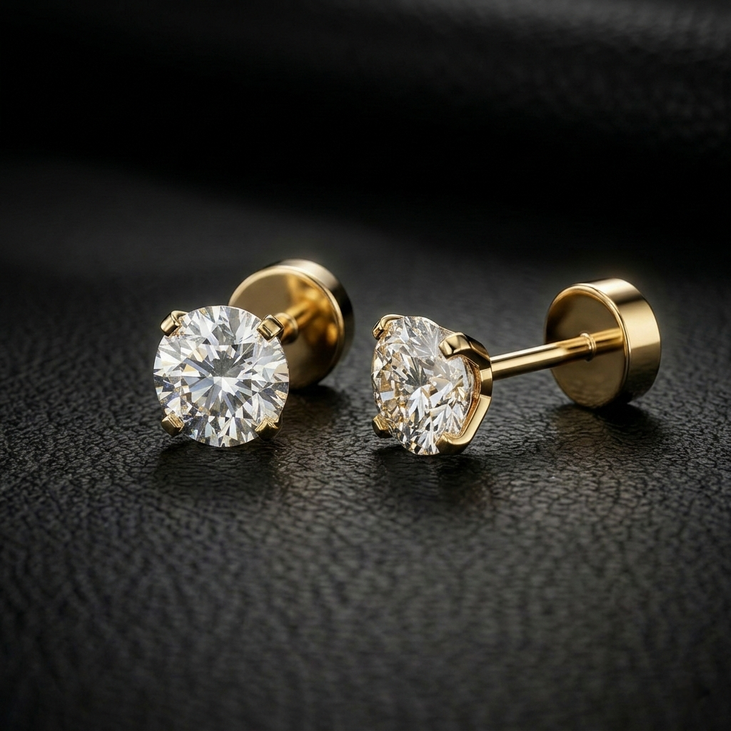 5mm Nora Earrings Small Size (Stainless Steel 316L Cubic Zirconia Diamond Unisex Earrings)