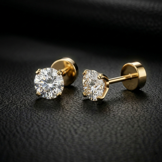 Nora Earrings (Stainless Steel 316L Cubic Zirconia 5mm Diamond Unisex Earrings)