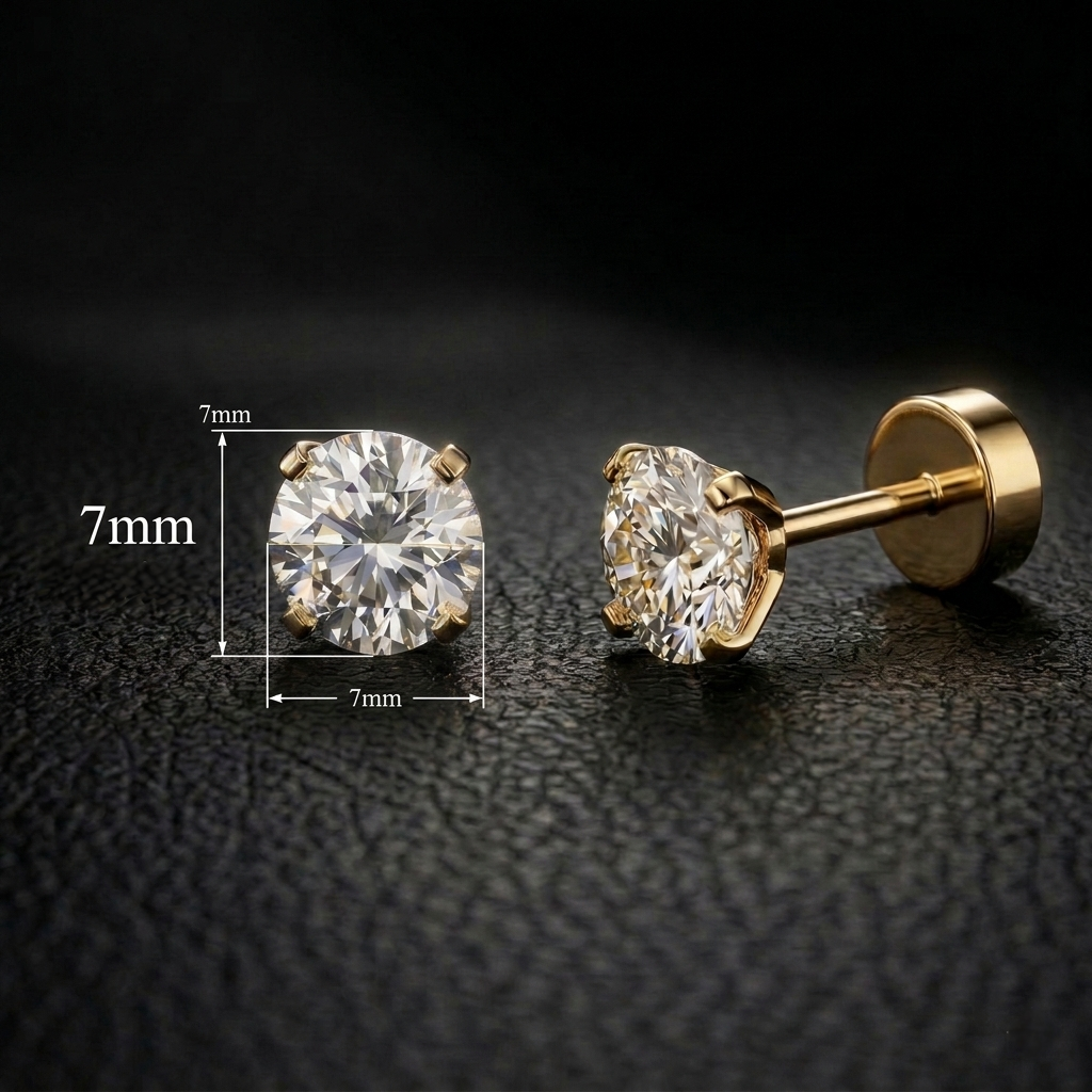 7mm Ansh Earrings Medium Size (Stainless Steel 316L Cubic Zirconia Diamond Unisex Earrings)