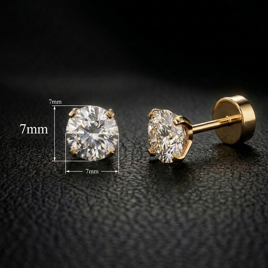 7mm Ansh Earrings Medium Size (Stainless Steel 316L Cubic Zirconia Diamond Unisex Earrings)