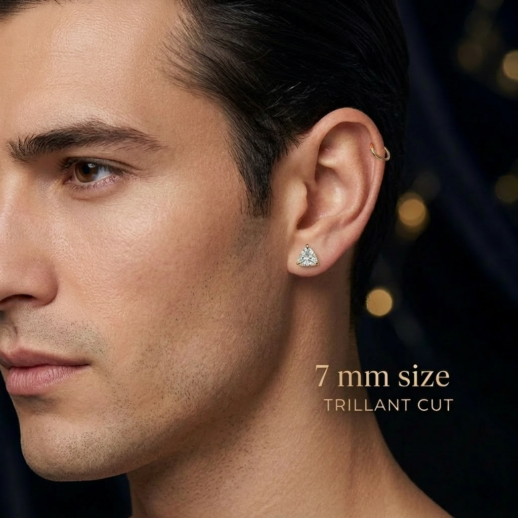 7mm Sama Earrings Medium Size (Stainless Steel 316L Cubic Zirconia Diamond Unisex Earrings)