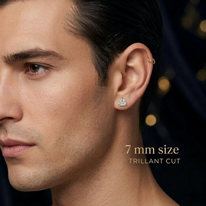 7mm Sama Earrings Medium Size (Stainless Steel 316L Cubic Zirconia Diamond Unisex Earrings)