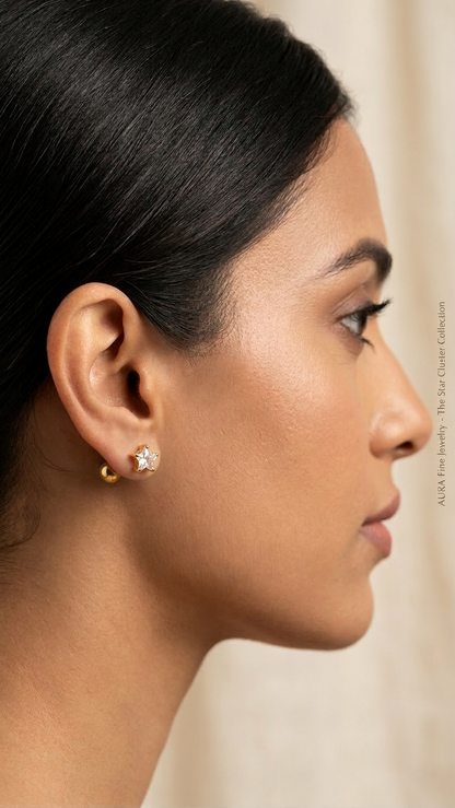 5mm Star Earrings Small Size (Stainless Steel 316L Cubic Zirconia Diamond Unisex Earrings)