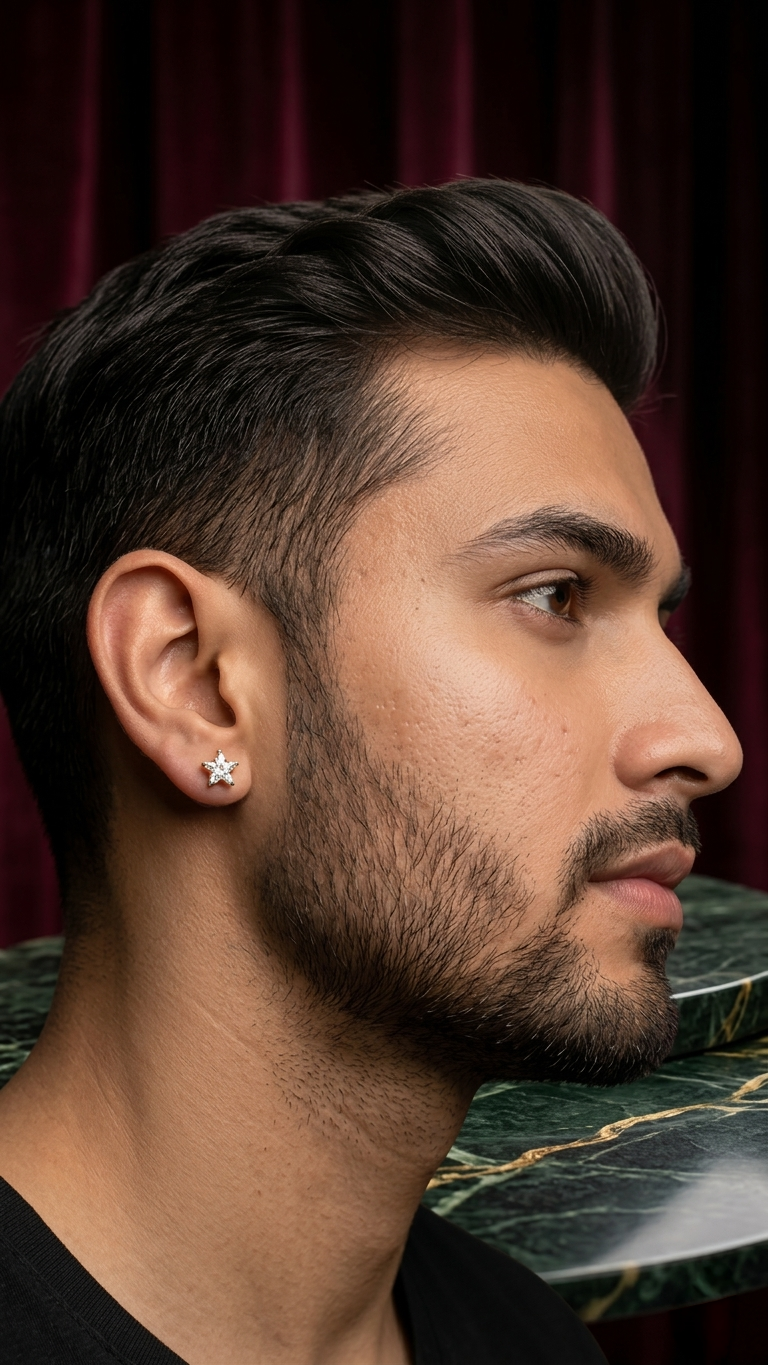 5mm Star Earrings Small Size (Stainless Steel 316L Cubic Zirconia Diamond Unisex Earrings)