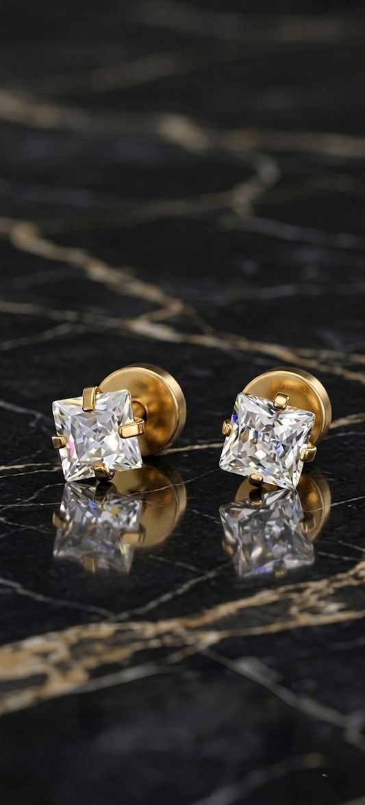5mm Aura Earrings Small Size (Stainless Steel 316L Cubic Zirconia Diamond Unisex Earrings)
