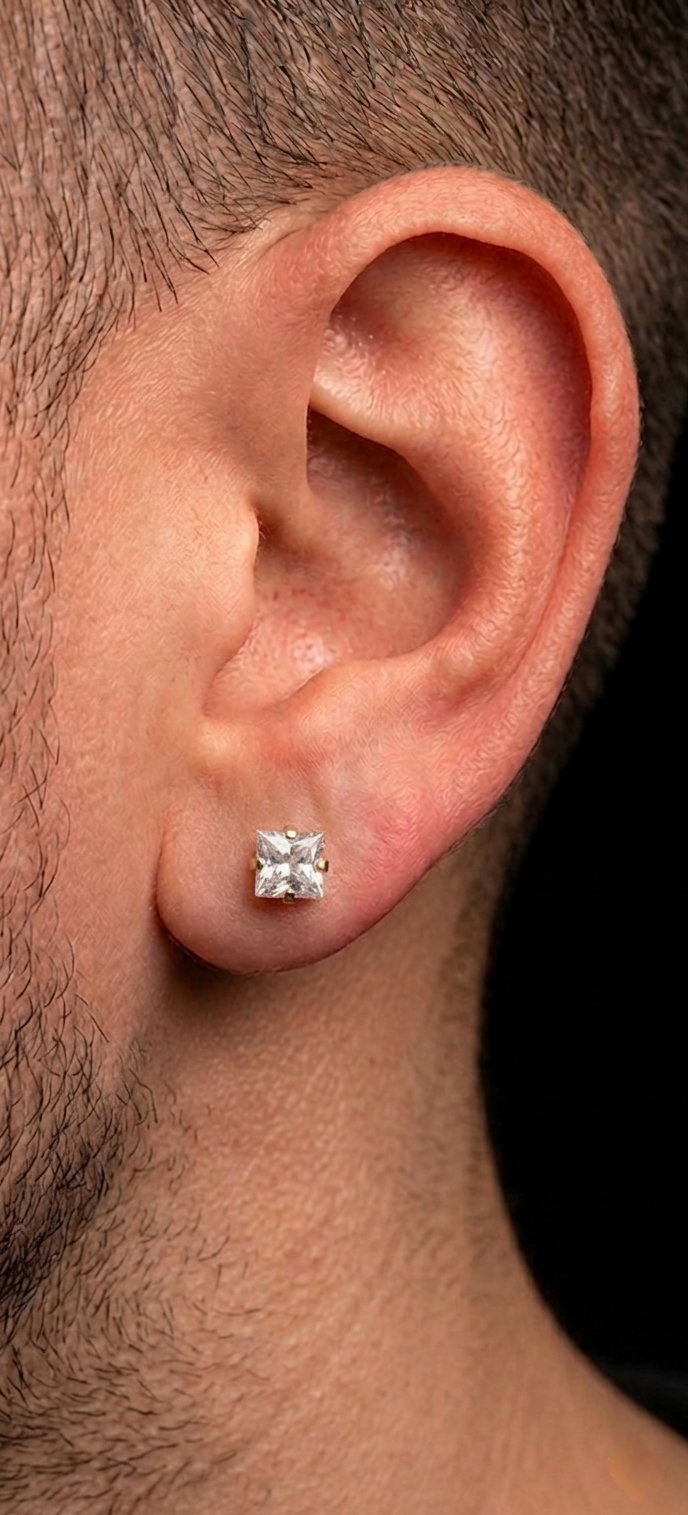 5mm Aura Earrings Small Size (Stainless Steel 316L Cubic Zirconia Diamond Unisex Earrings)