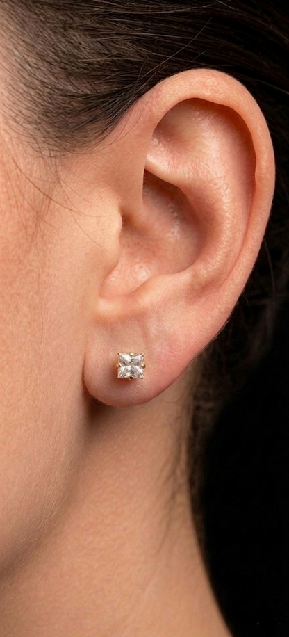 5mm Aura Earrings Small Size (Stainless Steel 316L Cubic Zirconia Diamond Unisex Earrings)