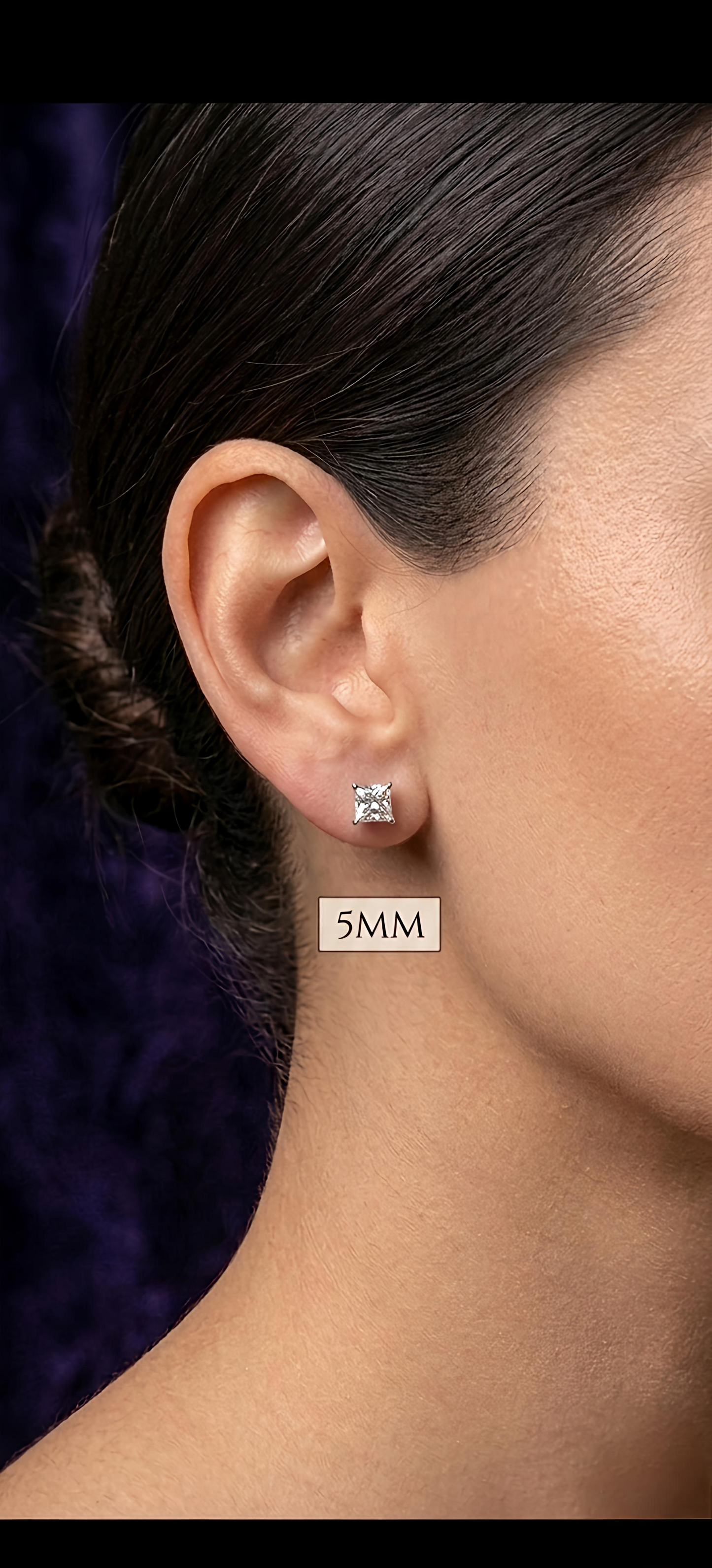 5mm Silver Aura Earrings Small Size (Stainless Steel 316L Cubic Zirconia Diamond Unisex Earrings)