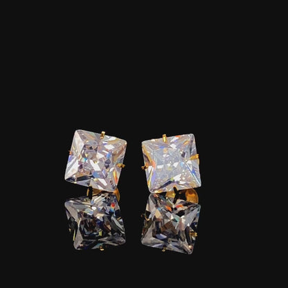 9mm Arka Earrings Big Size (Stainless Steel 316L Cubic Zirconia Diamond Unisex Earrings)
