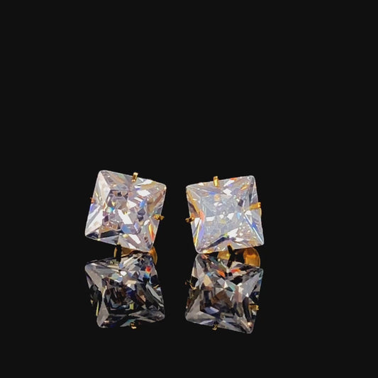 9mm Arka Earrings Big Size (Stainless Steel 316L Cubic Zirconia Diamond Unisex Earrings)