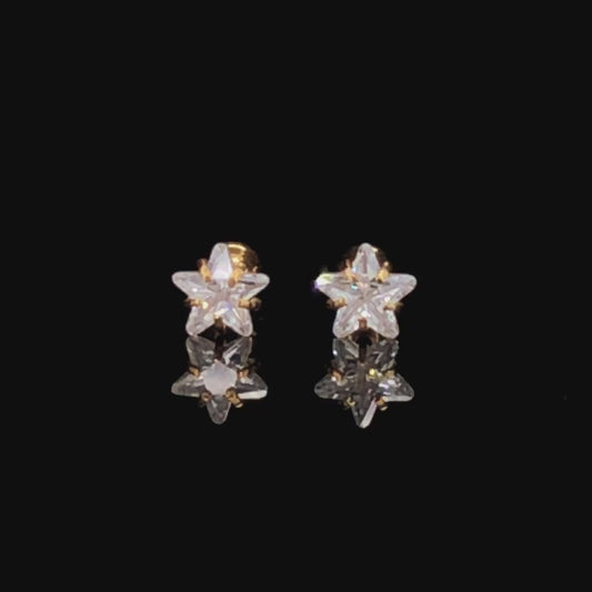 5mm Star Earrings Small Size (Stainless Steel 316L Cubic Zirconia Diamond Unisex Earrings)