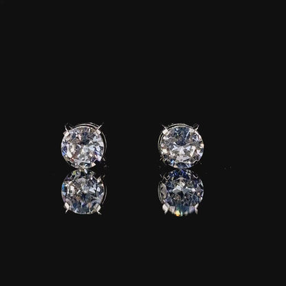 6mm Magnetic Silver Stud Earrings For Unisex Non Piercing CZ Diamond
