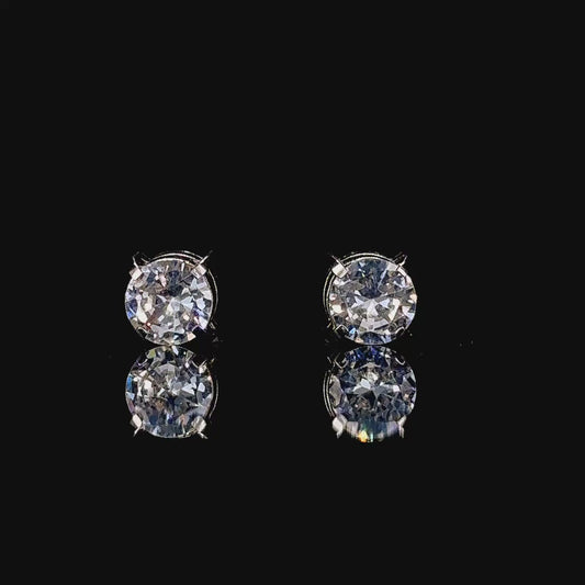 6mm Magnetic Silver Stud Earrings For Unisex Non Piercing CZ Diamond