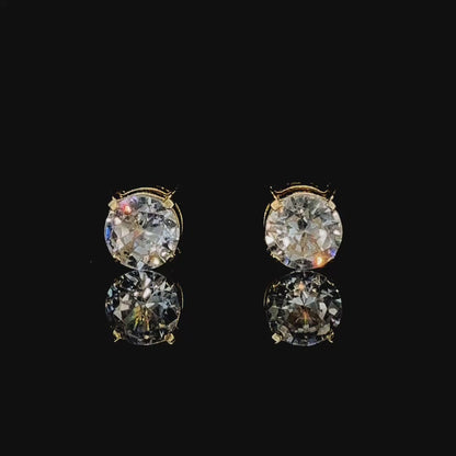 6mm Magnetic Gold Stud Earrings For Unisex Non Piercing CZ Diamond