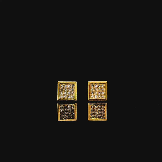 4 Line 16 diamonds Square Earrings Stainless Steel 316L Cubic Mini Zirconia Diamond Unisex Earrings)