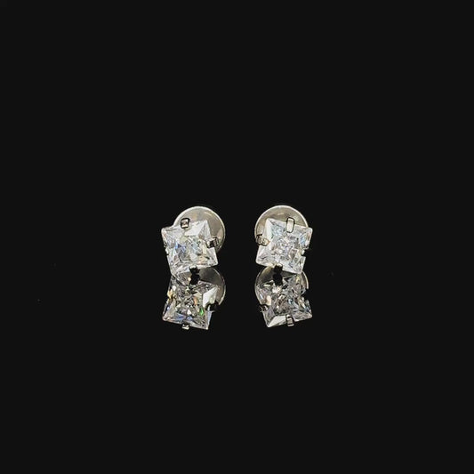 5mm Silver Aura Earrings Small Size (Stainless Steel 316L Cubic Zirconia Diamond Unisex Earrings)