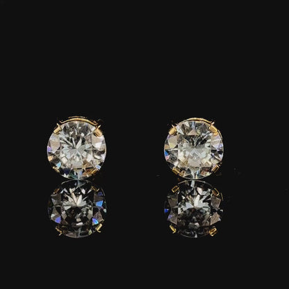 8mm Magnetic Gold Stud Earrings For Unisex Non Piercing CZ Diamond