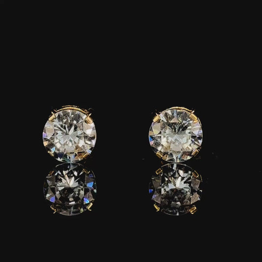 8mm Magnetic Gold Stud Earrings For Unisex Non Piercing CZ Diamond
